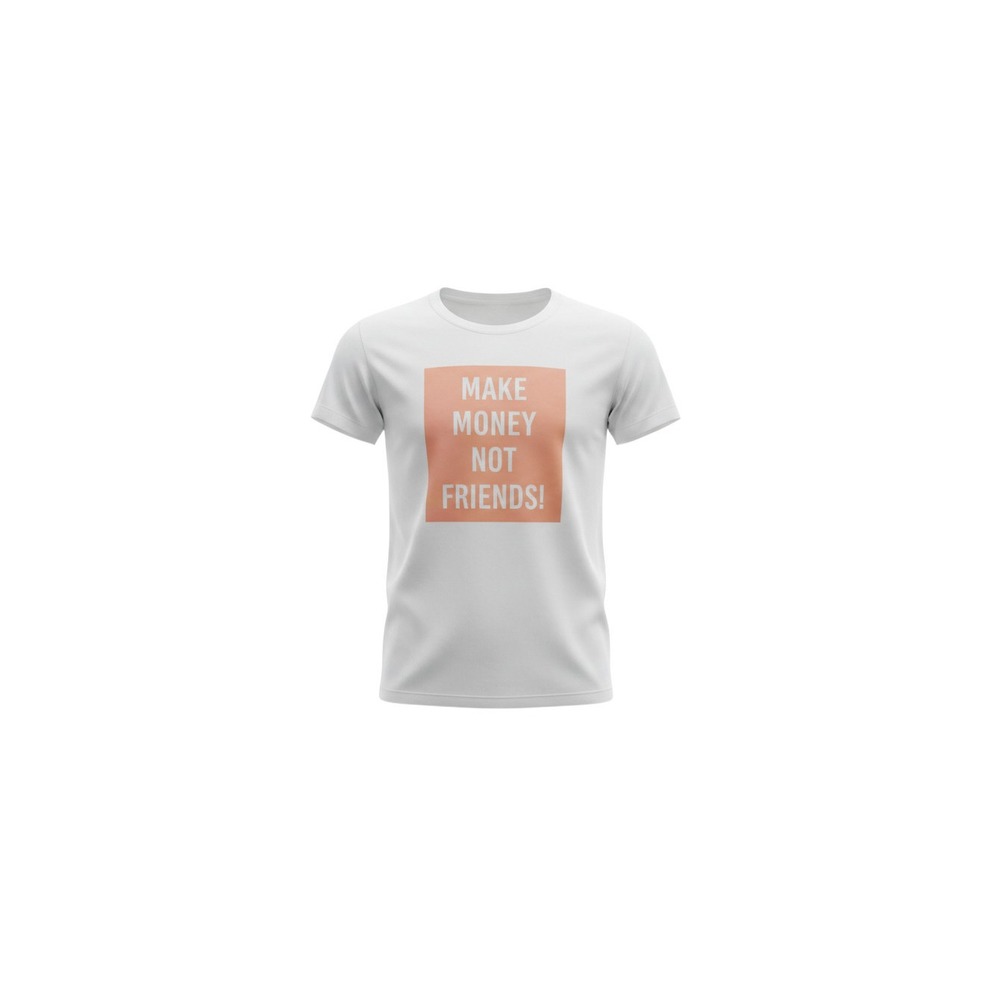 Unbranded Graphic T-Shirt Mens M White Make Money Not Friends Short Sleeve Tee